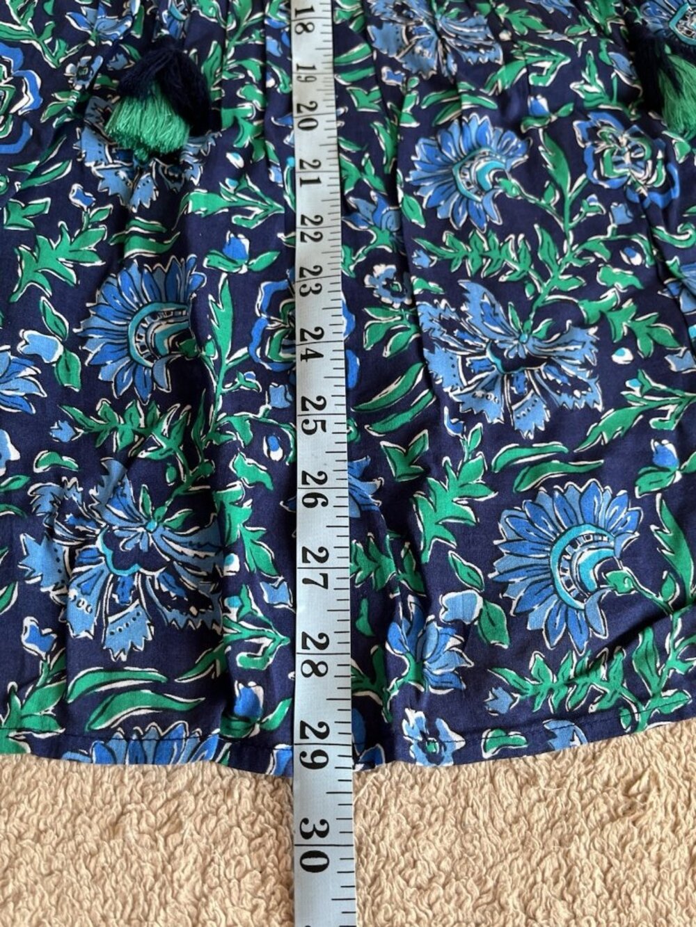 Vineyard Vines Floral Pleated Top Blue Green 3X NWT Boho - Picture 15 of 16
